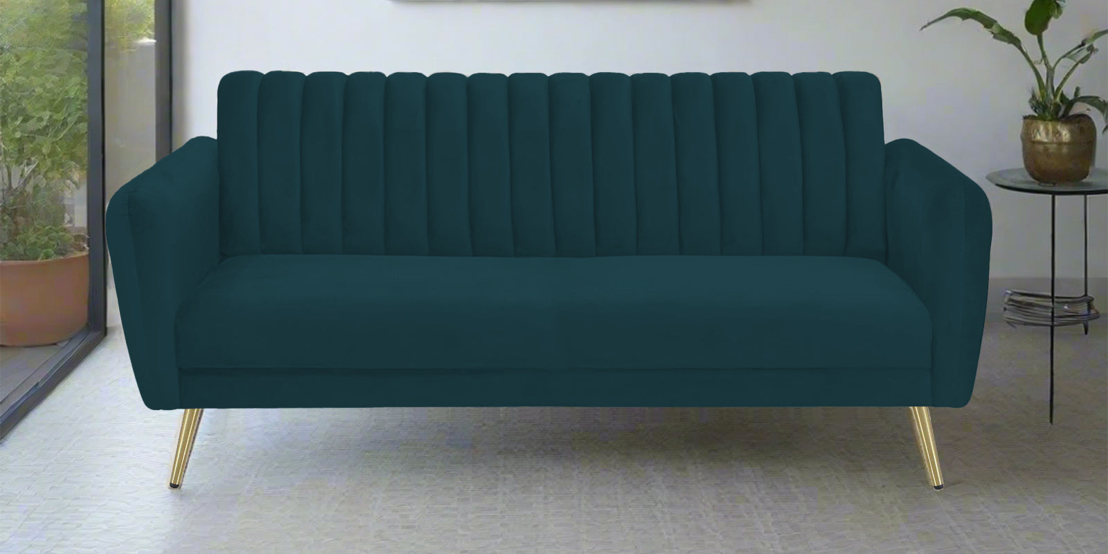 Fidel Velvet 3 Seater Sofa In Arabian Green Colour - Febonic Living