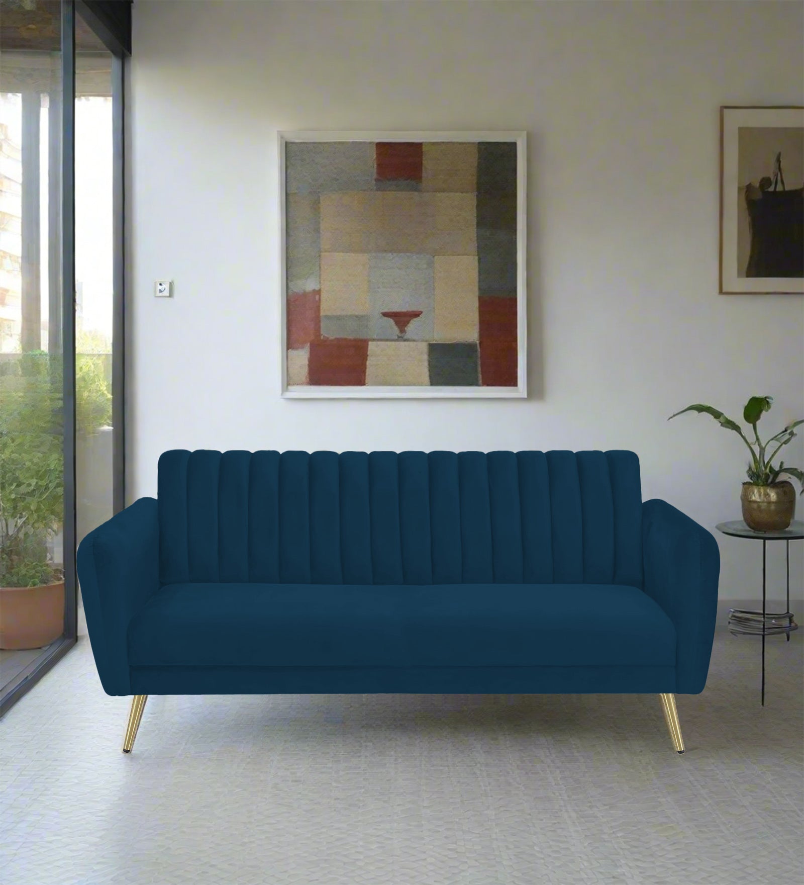 Fidel Velvet 3 Seater Sofa In Azure Blue Colour - Febonic Living