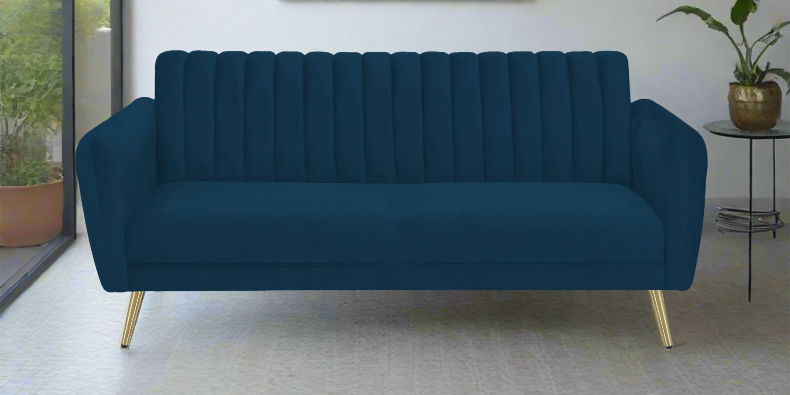 Fidel Velvet 3 Seater Sofa In Azure Blue Colour - Febonic Living
