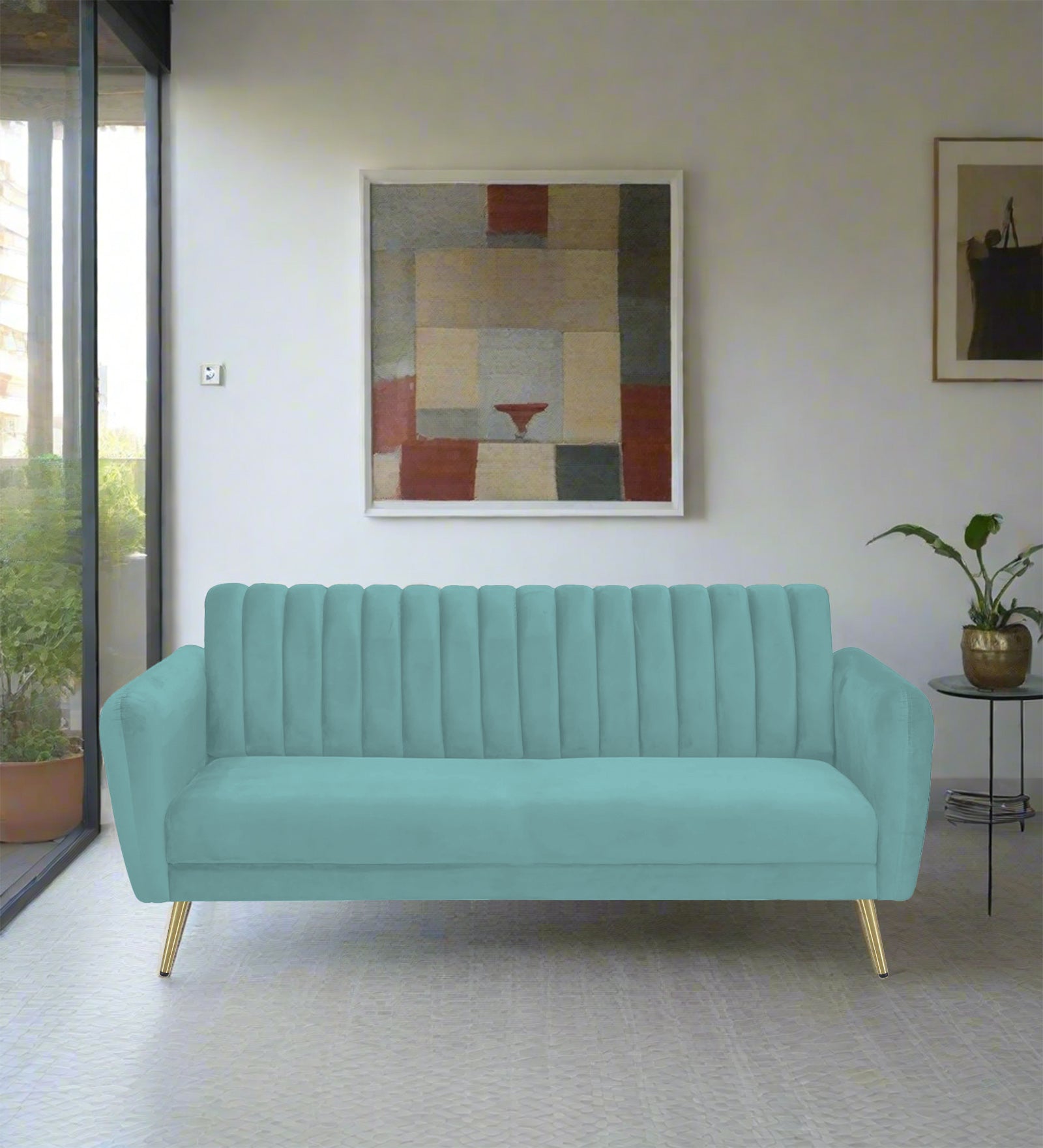 Fidel Velvet 3 Seater Sofa In Barmunda Aqua Colour - Febonic Living
