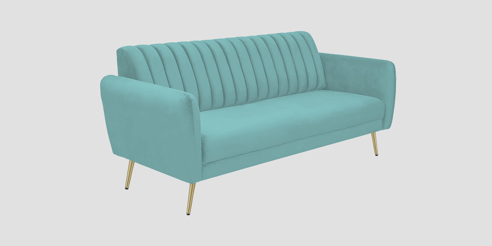 Fidel Velvet 3 Seater Sofa In Barmunda Aqua Colour - Febonic Living