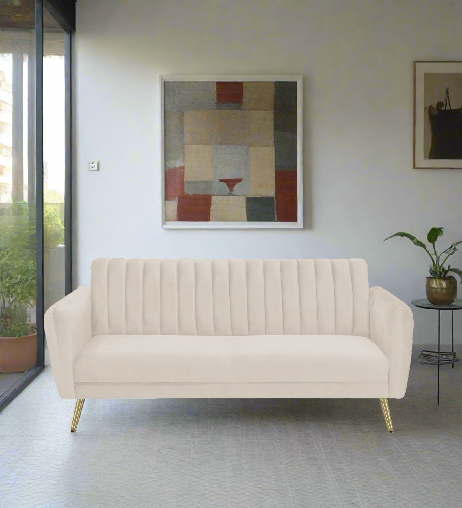 Fidel Velvet 3 Seater Sofa In Camel Beige Colour - Febonic Living