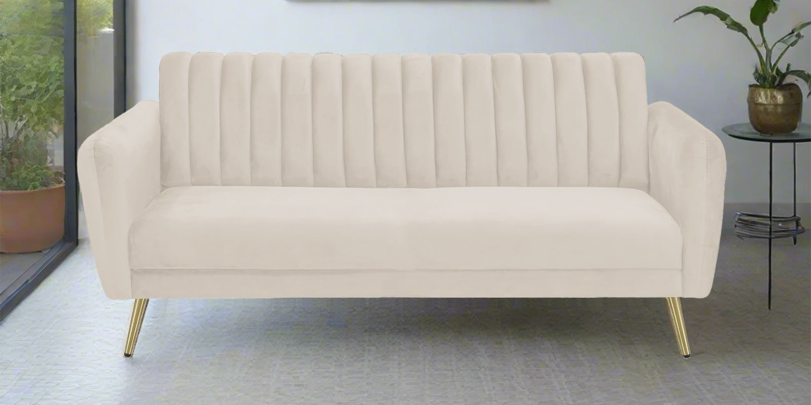 Fidel Velvet 3 Seater Sofa In Camel Beige Colour - Febonic Living