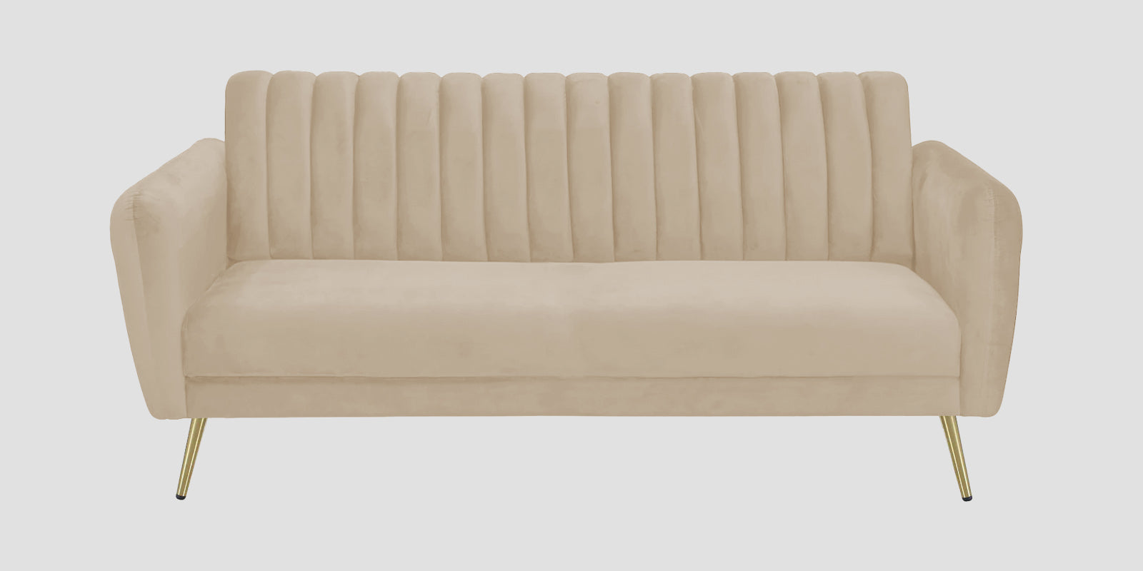 Fidel Velvet 3 Seater Sofa In Cream Beige Colour - Febonic Living