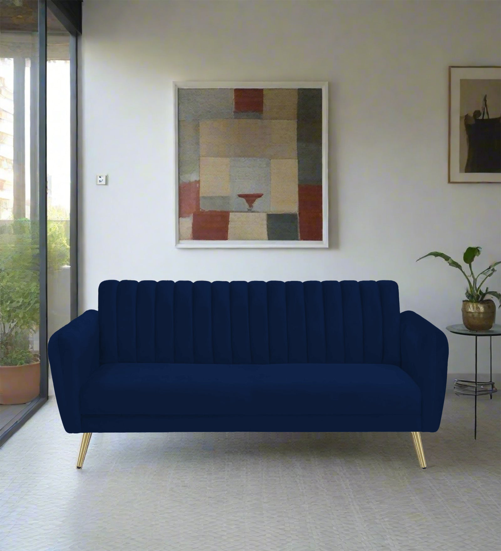 Fidel Velvet 3 Seater Sofa In Dark Blue Colour - Febonic Living