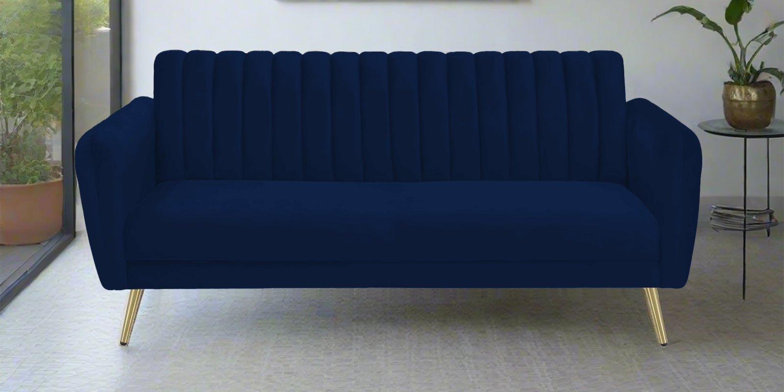 Fidel Velvet 3 Seater Sofa In Dark Blue Colour - Febonic Living
