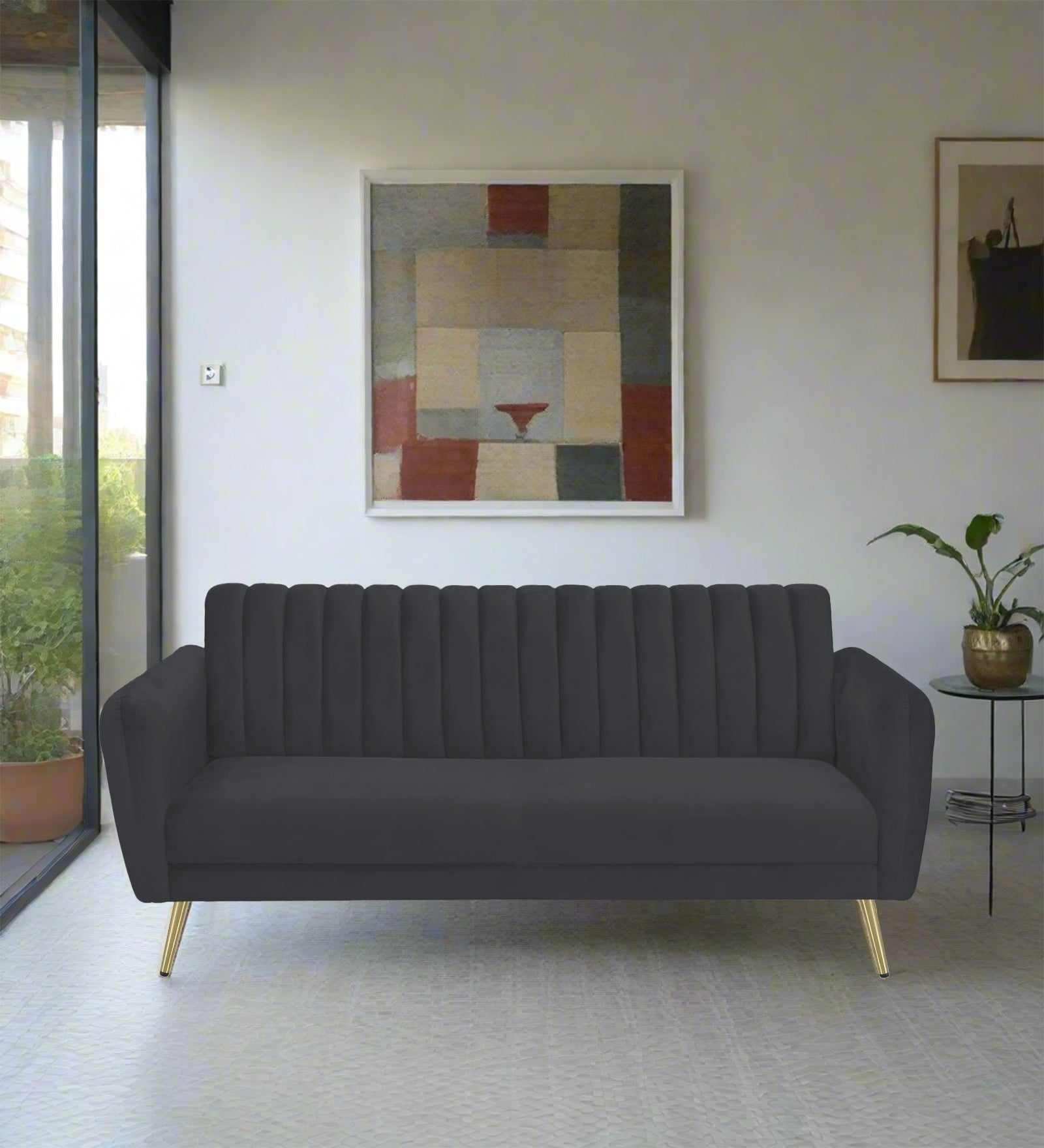 Fidel Velvet 3 Seater Sofa In Davy Grey Colour - Febonic Living