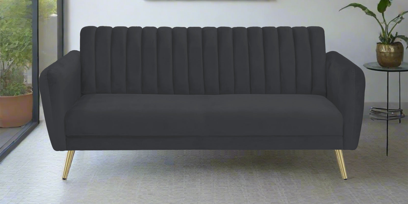 Fidel Velvet 3 Seater Sofa In Davy Grey Colour - Febonic Living