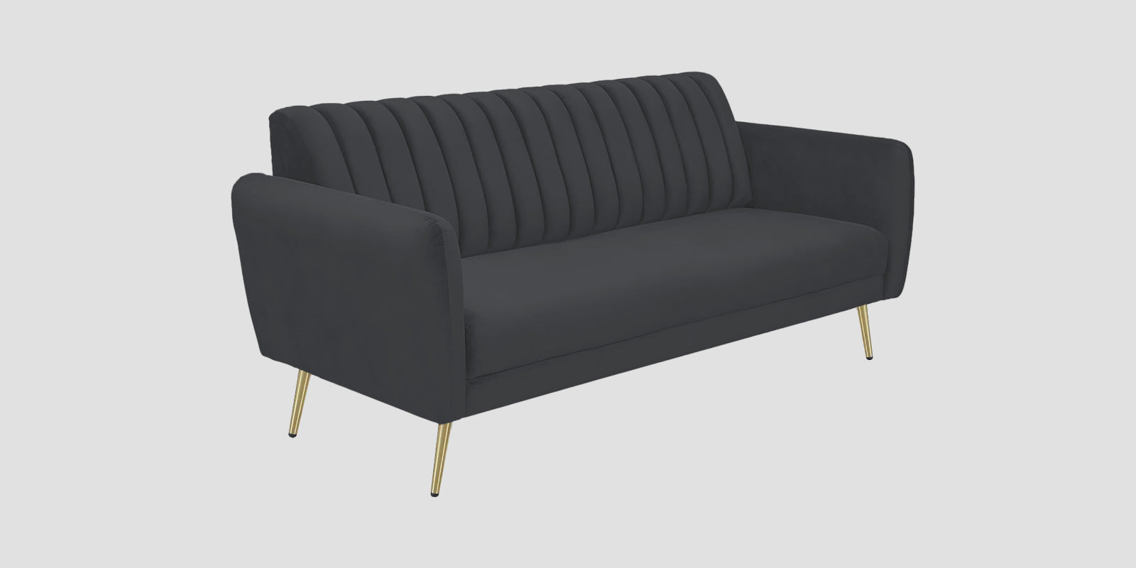 Fidel Velvet 3 Seater Sofa In Davy Grey Colour - Febonic Living