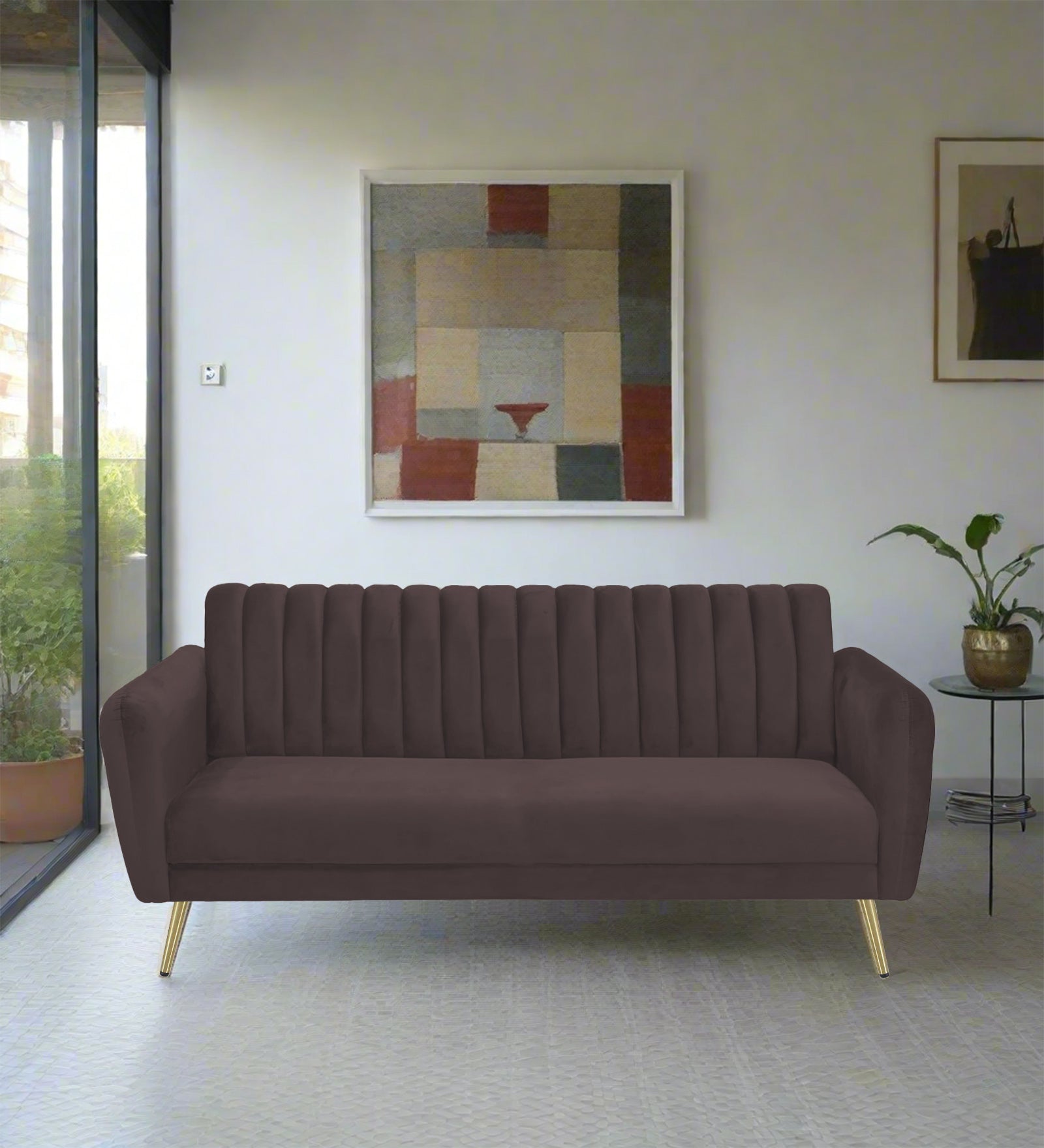 Fidel Velvet 3 Seater Sofa In Mocha Brown Colour - Febonic Living