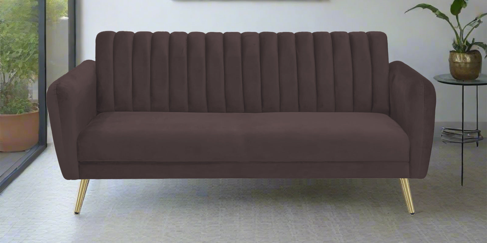 Fidel Velvet 3 Seater Sofa In Mocha Brown Colour - Febonic Living