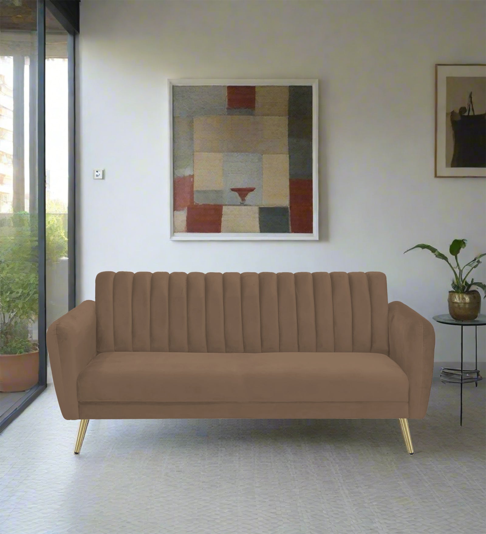 Fidel Velvet 3 Seater Sofa In Mocha Mouse Colour - Febonic Living