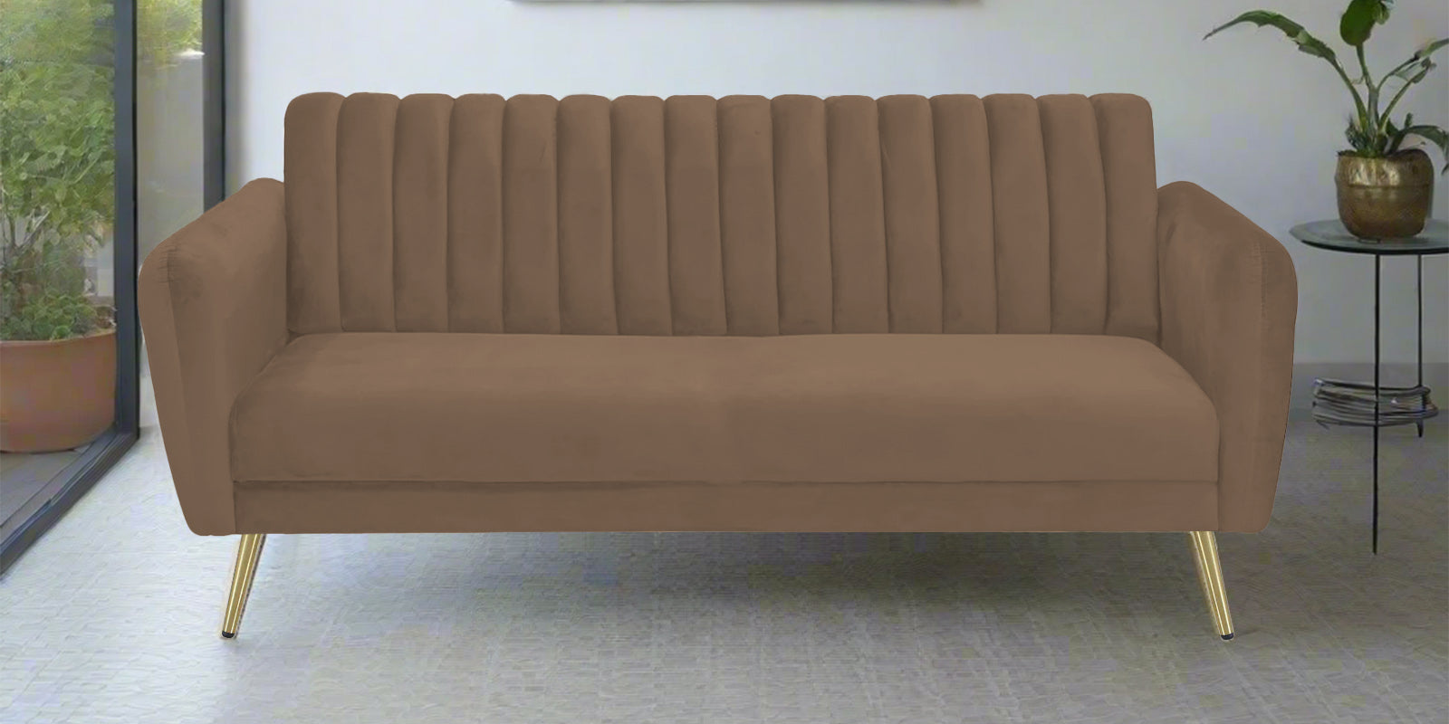 Fidel Velvet 3 Seater Sofa In Mocha Mouse Colour - Febonic Living