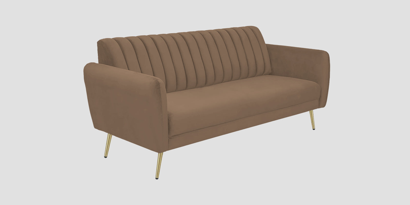 Fidel Velvet 3 Seater Sofa In Mocha Mouse Colour - Febonic Living