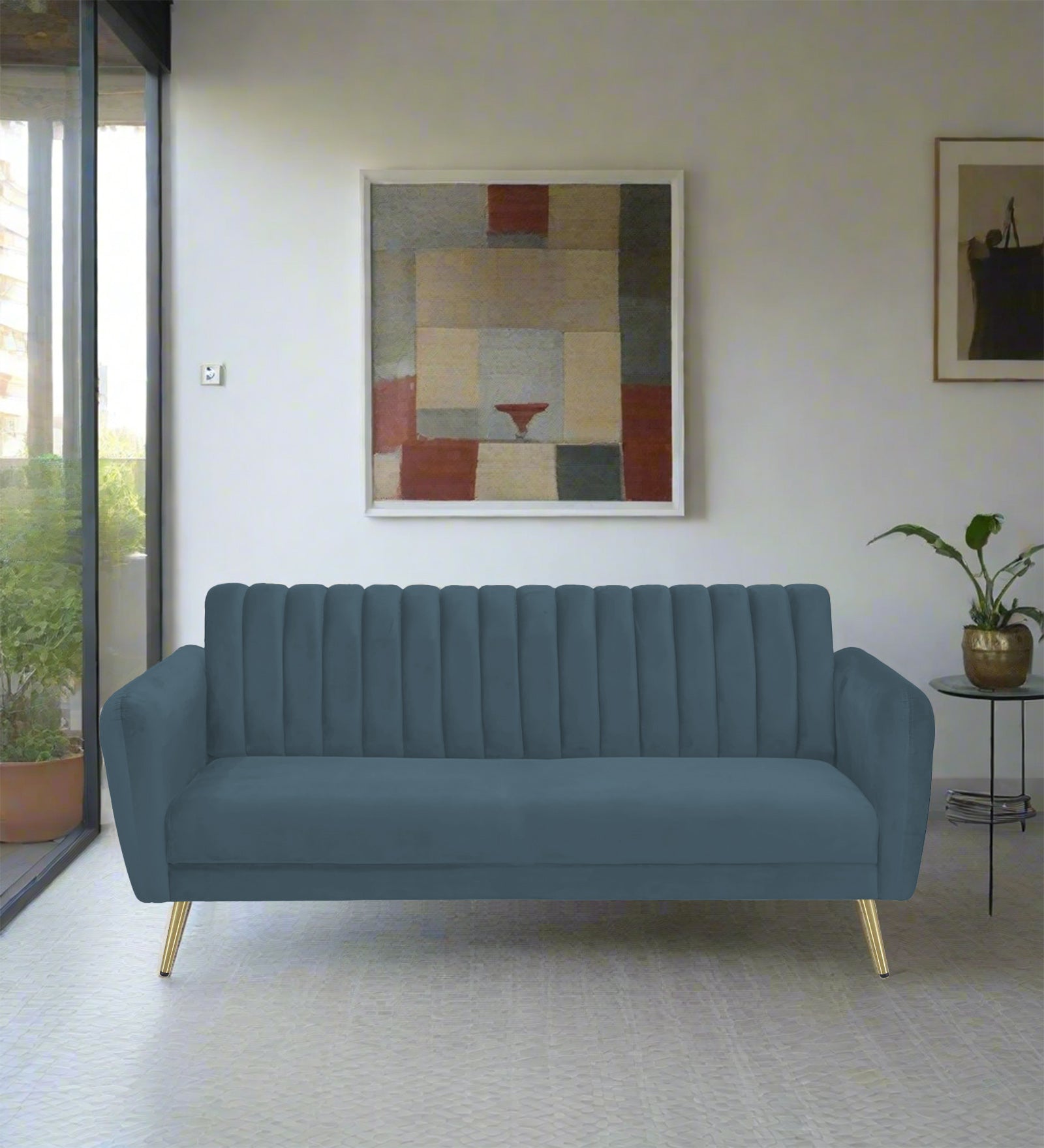 Fidel Velvet 3 Seater Sofa In Oxford Blue Colour - Febonic Living