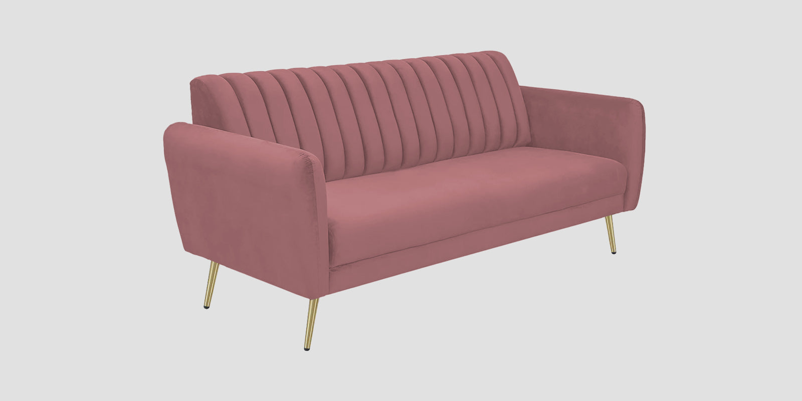 Fidel Velvet 3 Seater Sofa In Rose Pink Colour - Febonic Living