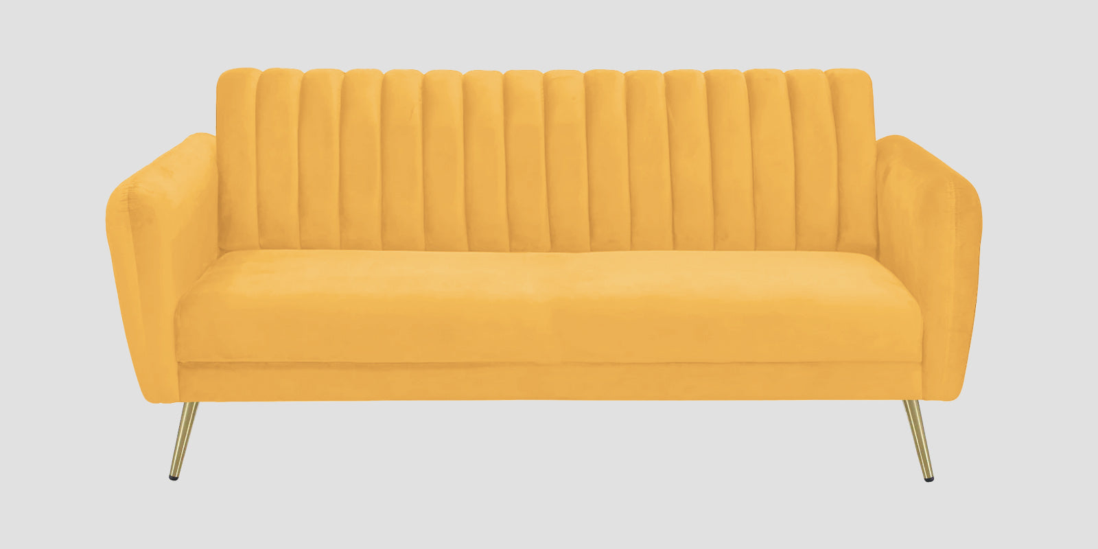 Fidel Velvet 3 Seater Sofa In Turmeric Yellow Colour - Febonic Living