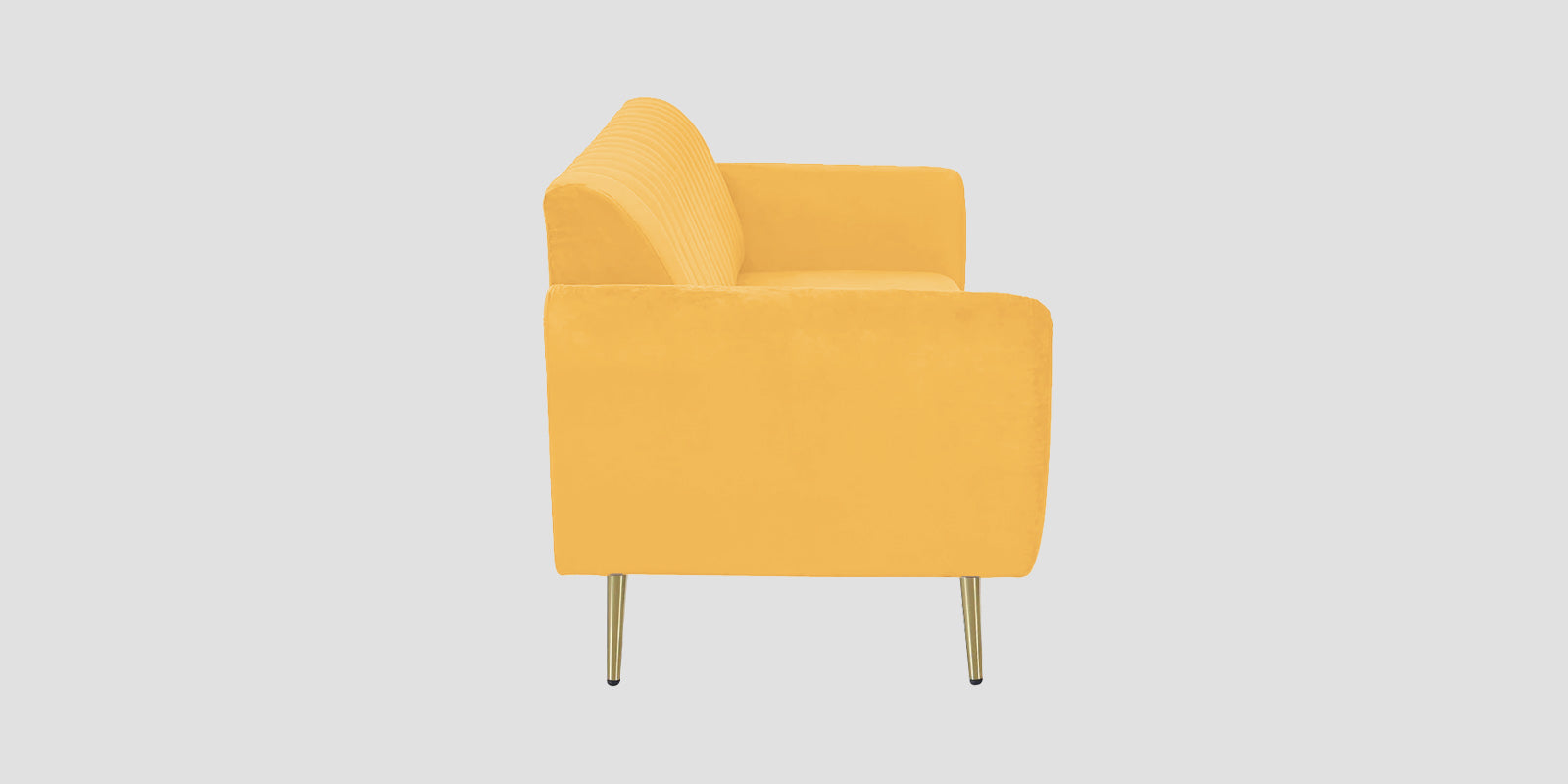 Fidel Velvet 3 Seater Sofa In Turmeric Yellow Colour - Febonic Living
