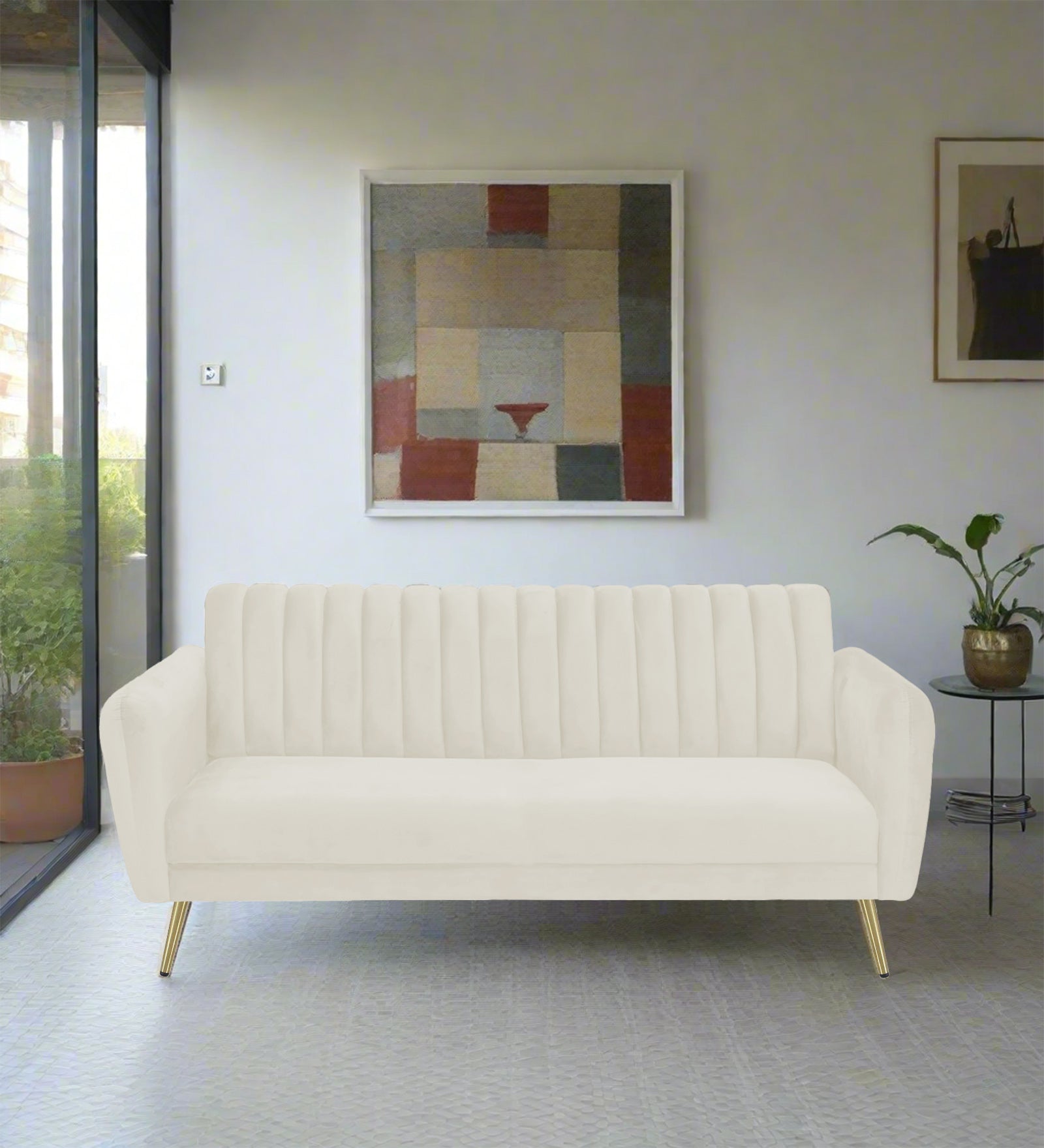 Fidel Velvet 3 Seater Sofa In Warm White Colour - Febonic Living