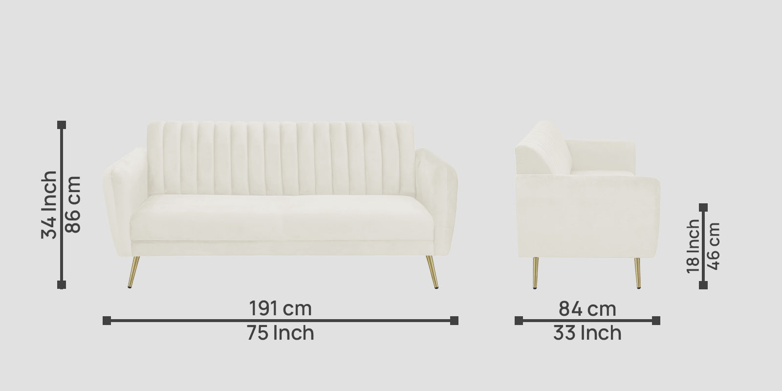 Fidel Velvet 3 Seater Sofa In Warm White Colour - Febonic Living