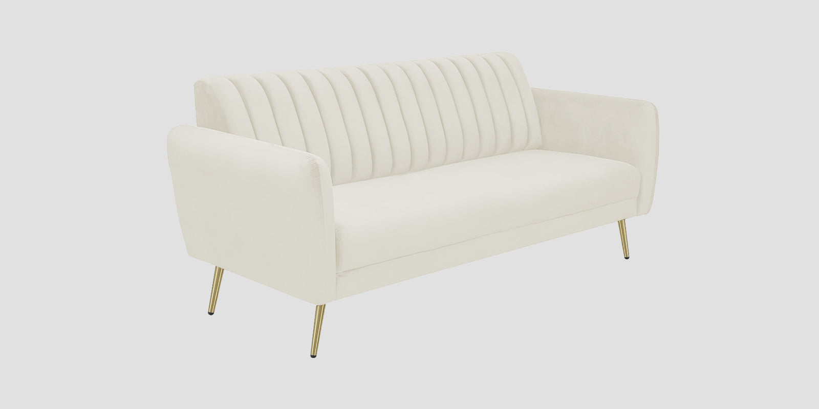 Fidel Velvet 3 Seater Sofa In Warm White Colour - Febonic Living