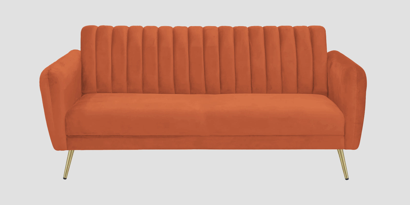 Fidel Velvet 3 Seater Sofa In Yam Orange Colour - Febonic Living