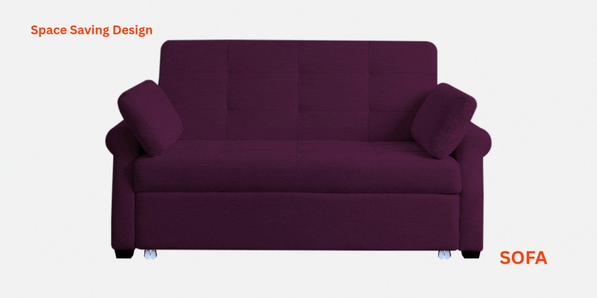 Fornia Fabric 3 Seater Pull Out Sofa Cum Bed In Blood Maroon Colour - Febonic Living