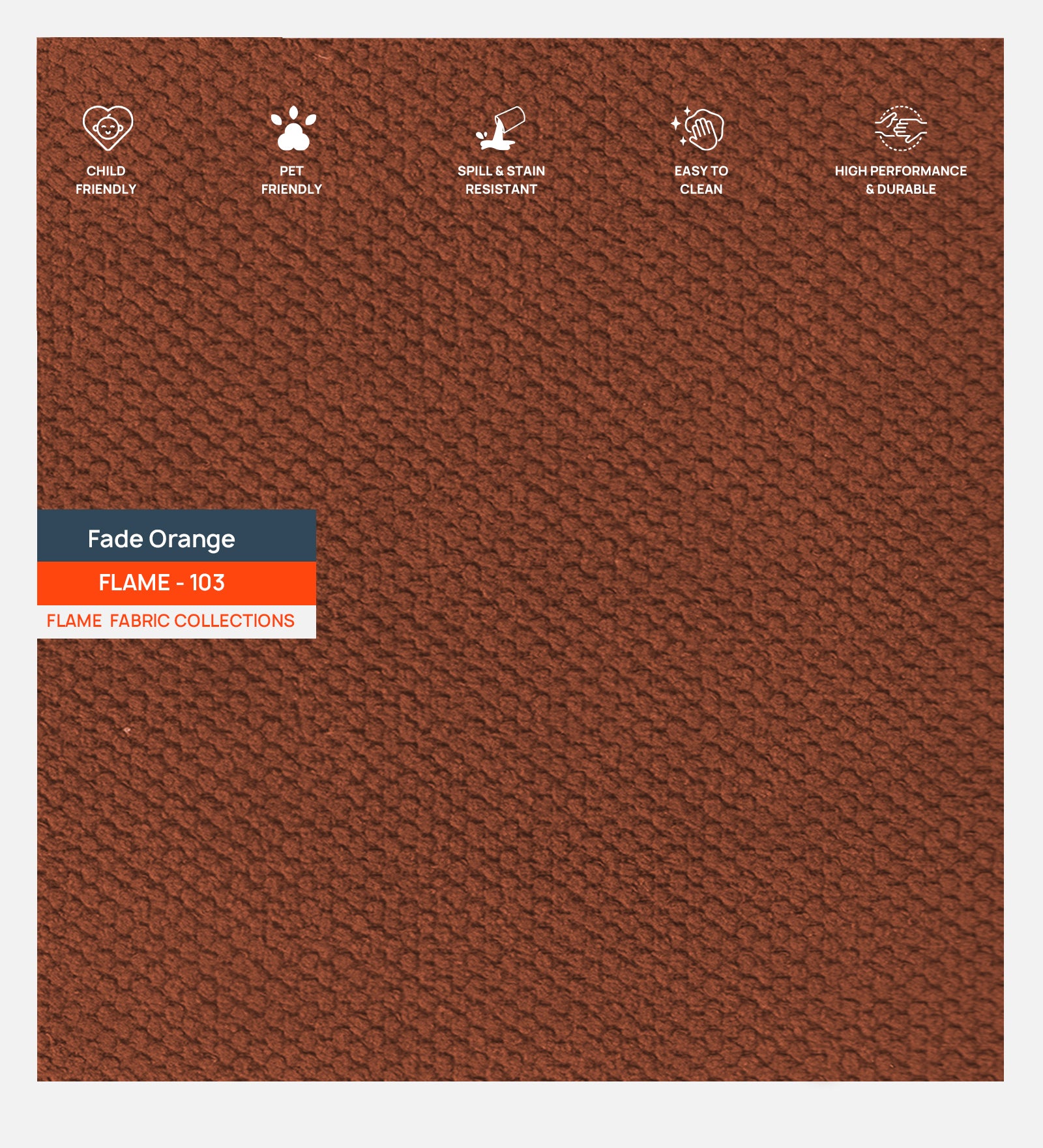 Polycotton Flame Fabric Fade Orange 103 Code - Febonic Living