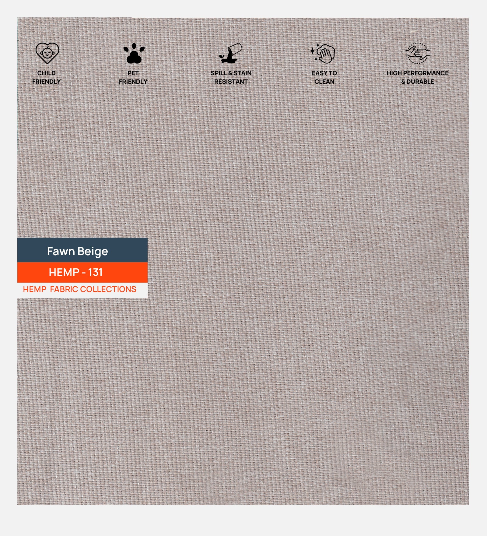 Polycotton Hemp Fabric Fawn Beige 131 Code - Febonic Living