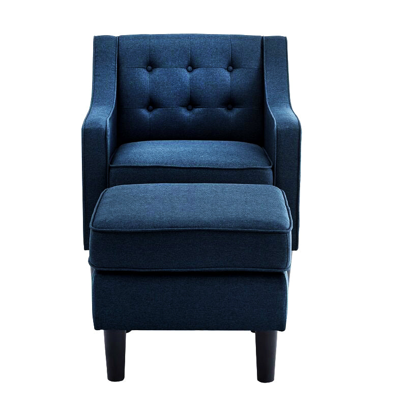 Lori Fabric Barrel Chair With Ottoman In Royal Blue Colour - Febonic Living