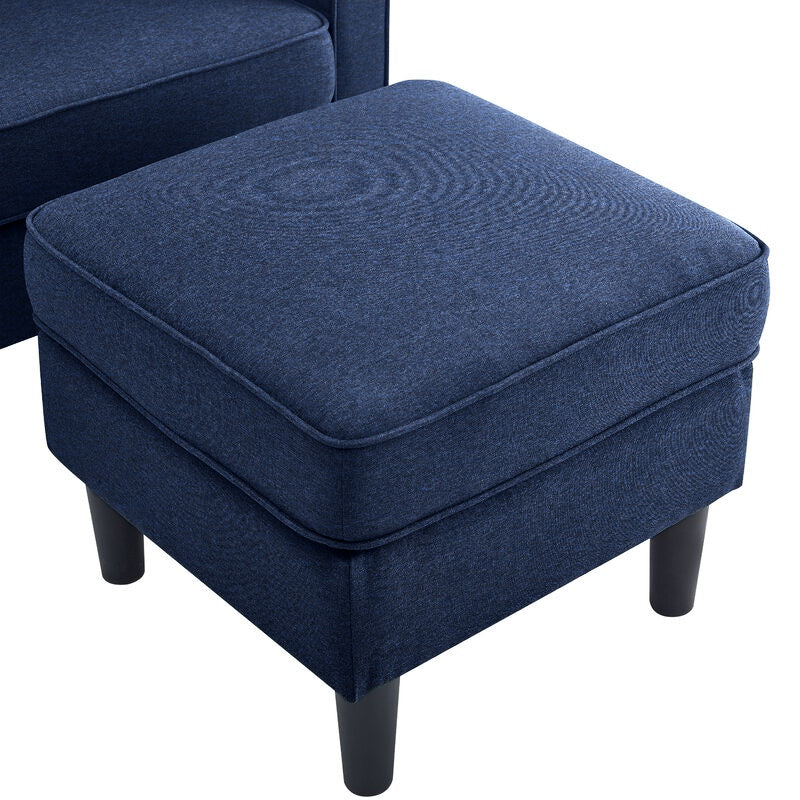 Lori Fabric Barrel Chair With Ottoman In Royal Blue Colour - Febonic Living