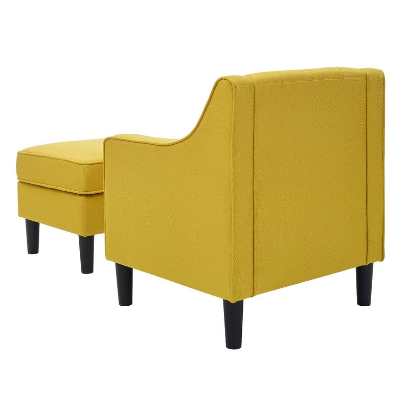 Lori Fabric Barrel Chair With Ottoman In Bold Yellow Colour - Febonic Living