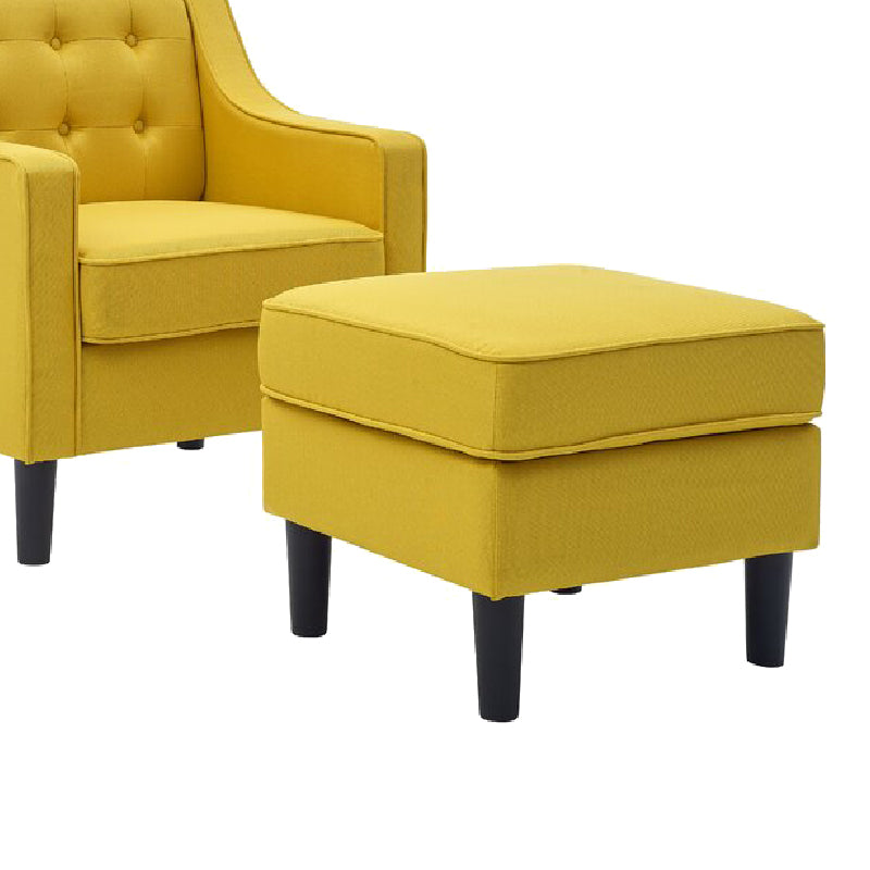 Lori Fabric Barrel Chair With Ottoman In Bold Yellow Colour - Febonic Living