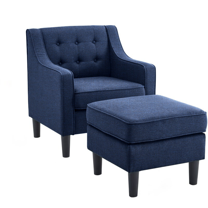 Lori Fabric Barrel Chair With Ottoman In Royal Blue Colour - Febonic Living