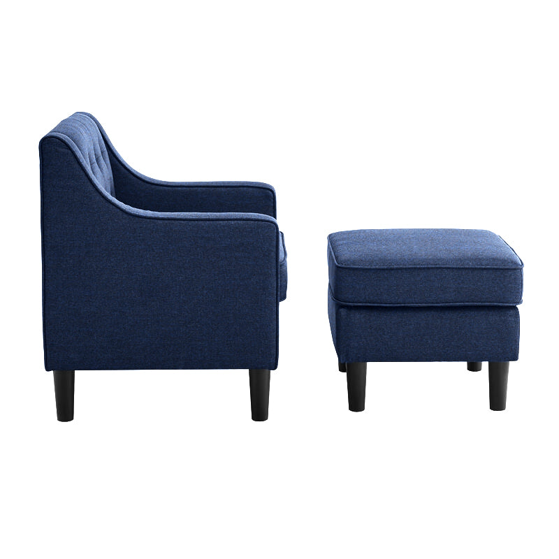 Lori Fabric Barrel Chair With Ottoman In Royal Blue Colour - Febonic Living