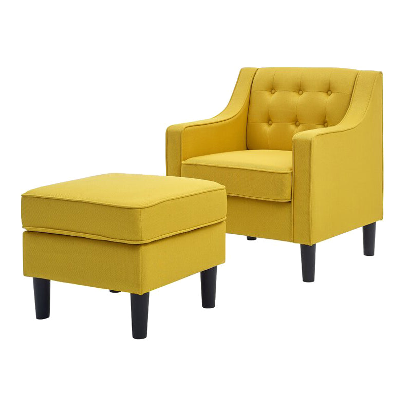 Lori Fabric Barrel Chair With Ottoman In Bold Yellow Colour - Febonic Living