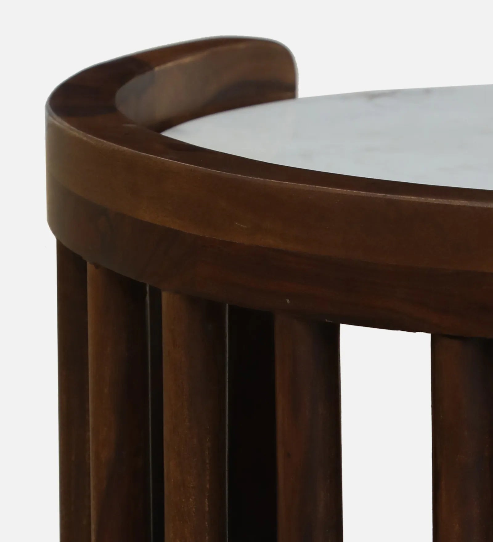 Humta Sheesham Wood Oval Coffee Table In Provincial Teak Finish With Marble Top - Febonic Living