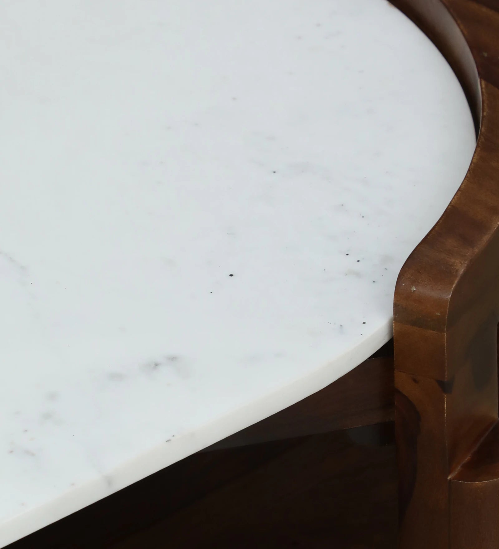 Humta Sheesham Wood Oval Coffee Table In Provincial Teak Finish With Marble Top - Febonic Living