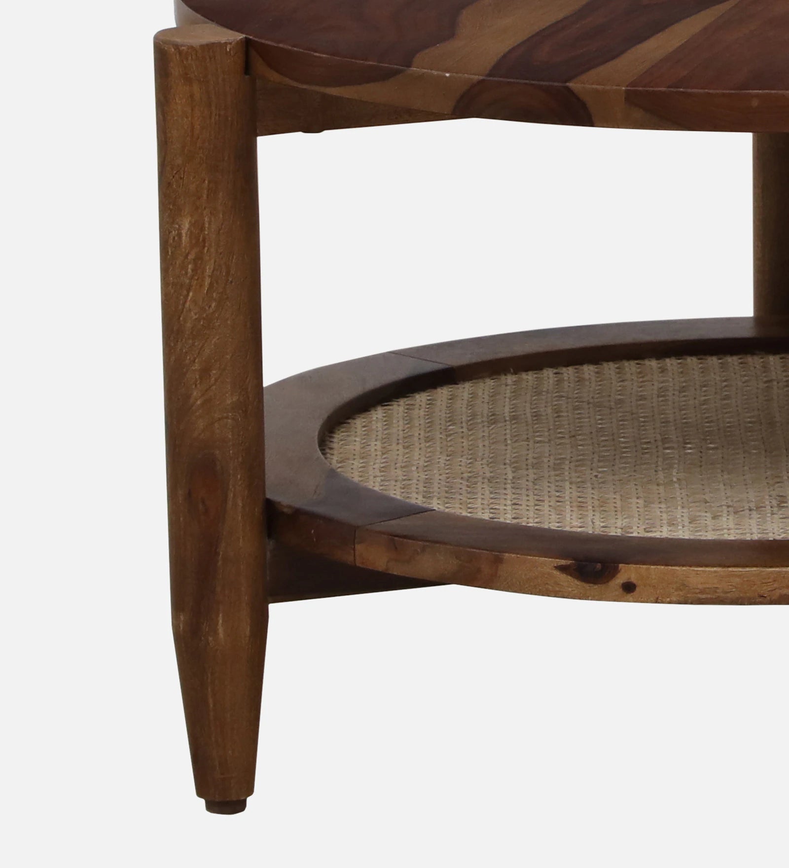 Humta Sheesham Wood Round Coffee Table In Provincial Teak Finish - Febonic Living