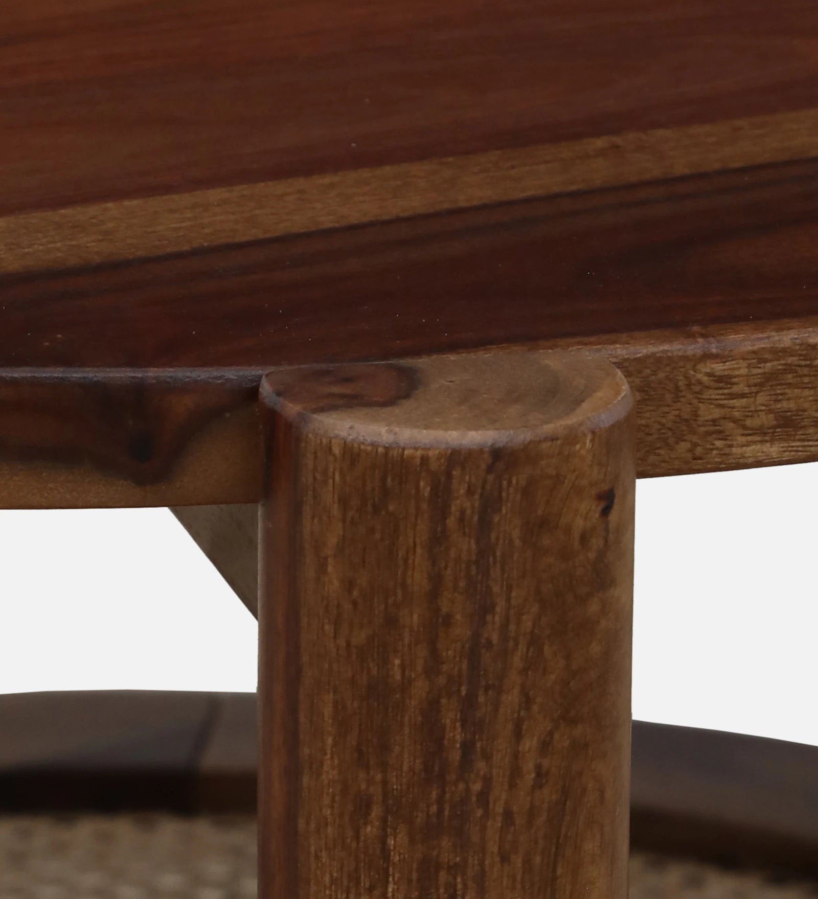 Humta Sheesham Wood Round Coffee Table In Provincial Teak Finish - Febonic Living