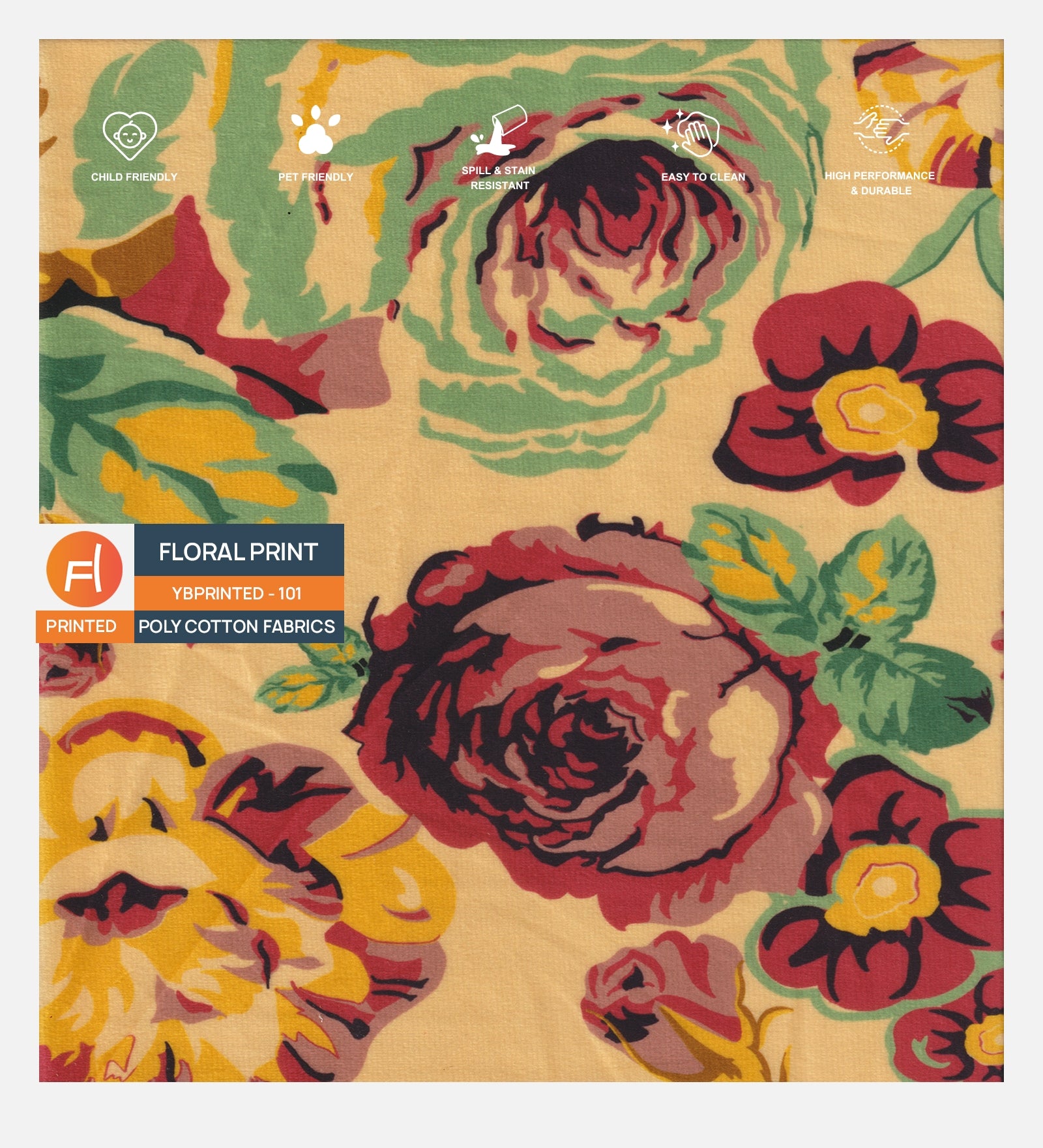 Velvet Digital Printed Fabric Floral Print 101 Code - Febonic Living
