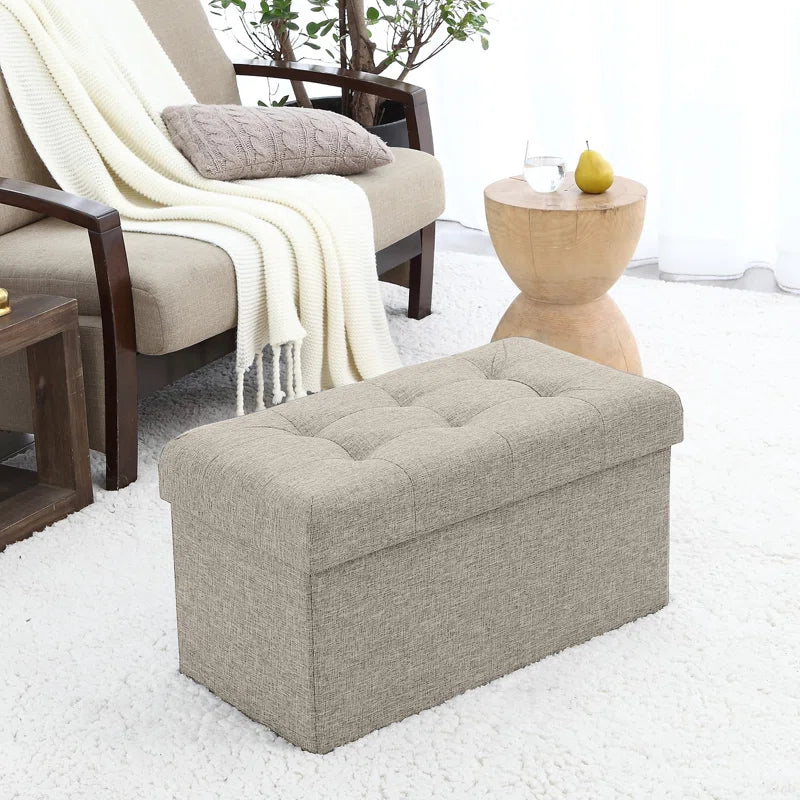 Ronda Fabric Ottoman In Ash Grey Colour With Storage - Febonic Living