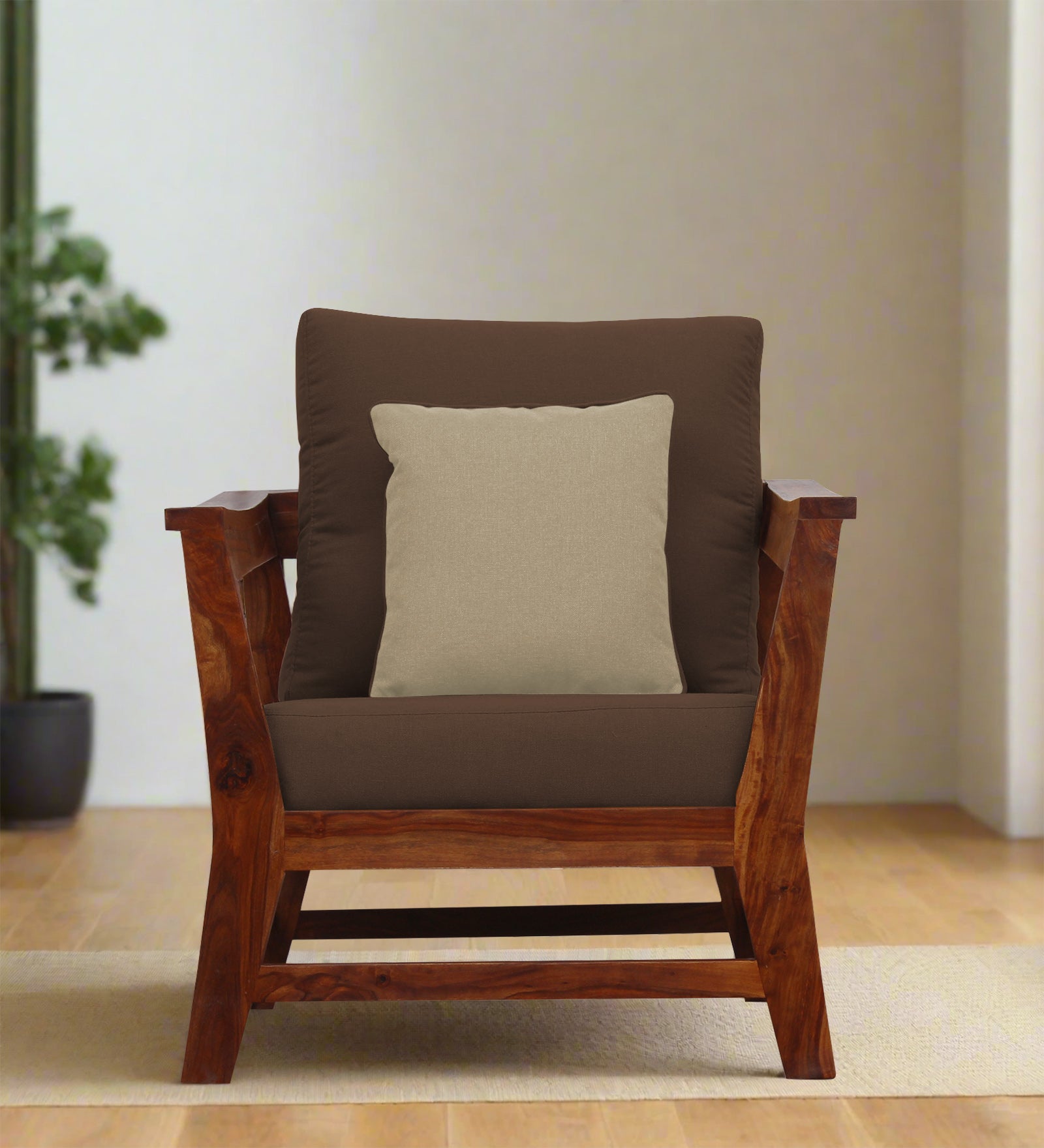 Fuju Fabric 1 Seater Sofa in Crypto Ash Brown Colour - Febonic Living