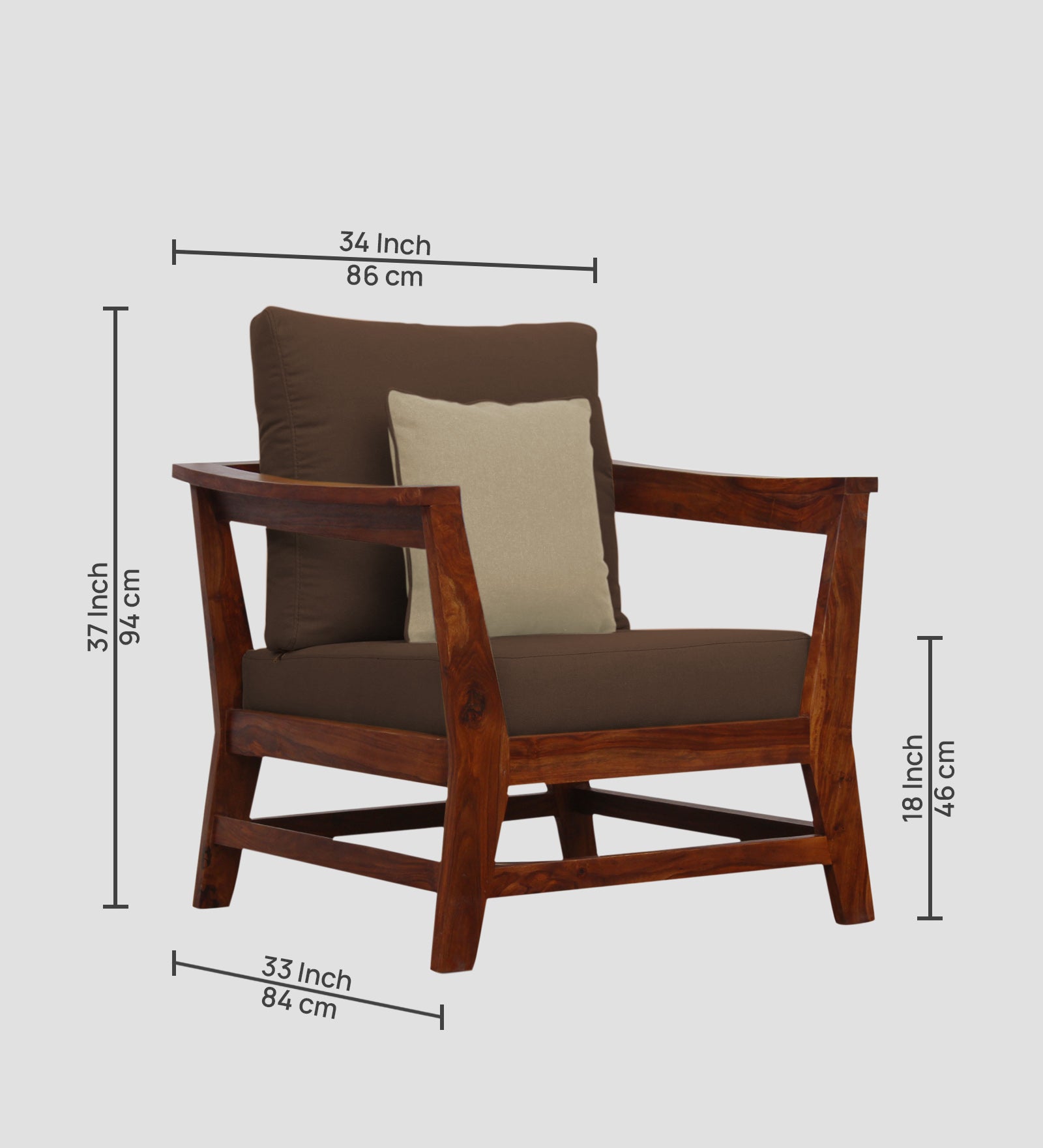 Fuju Fabric 1 Seater Sofa in Crypto Ash Brown Colour - Febonic Living