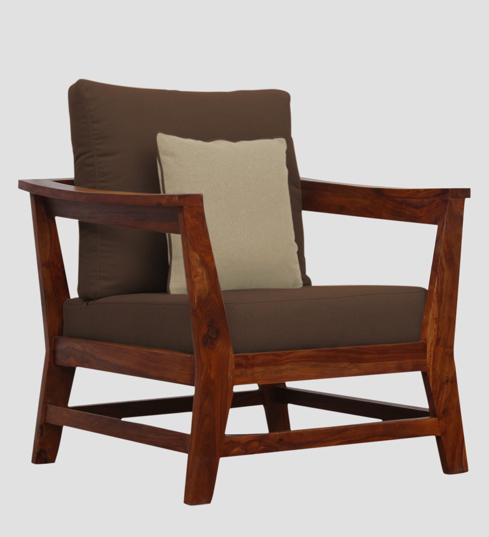 Fuju Fabric 1 Seater Sofa in Crypto Ash Brown Colour - Febonic Living