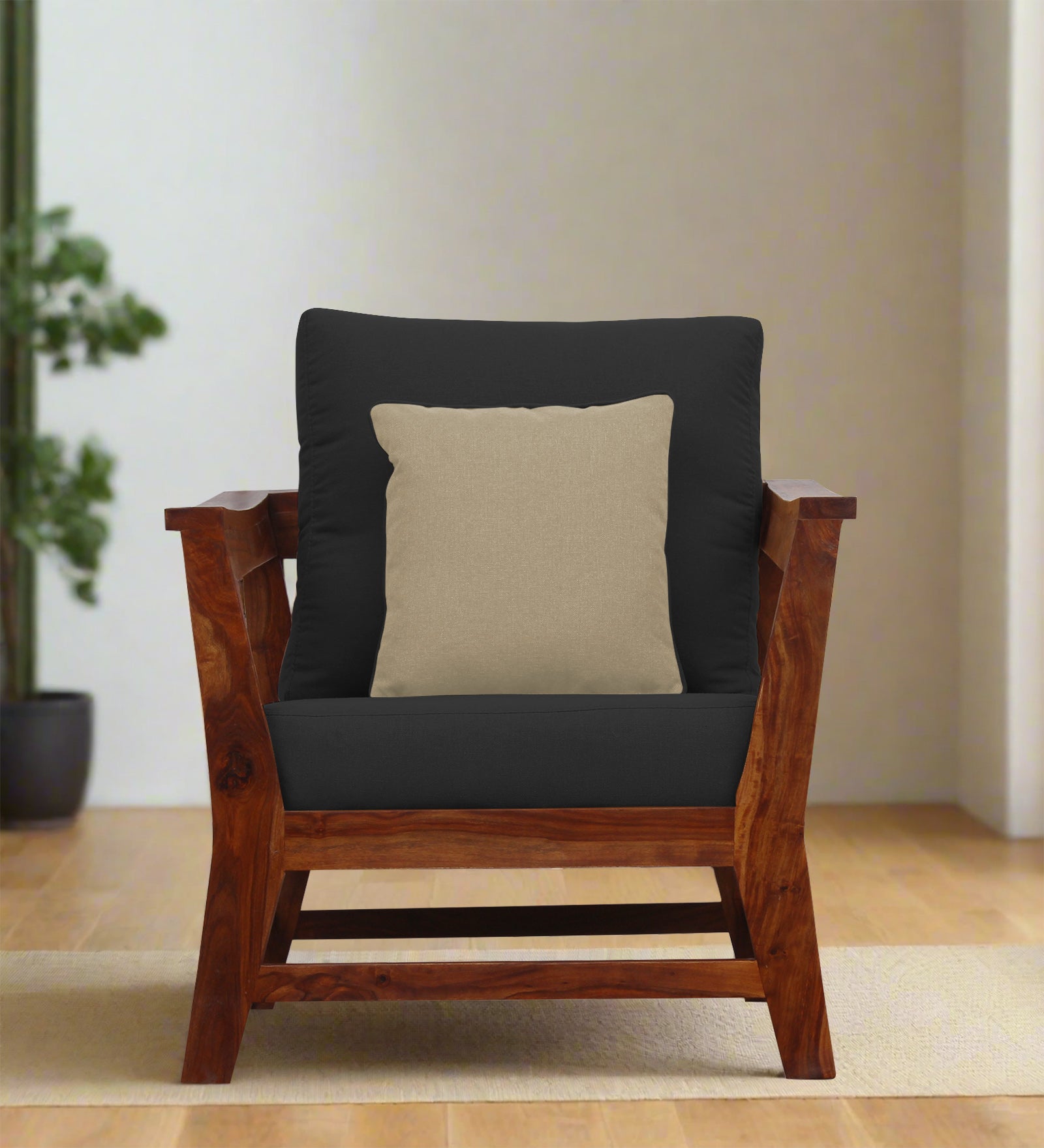 Fuju Fabric 1 Seater Sofa in Crypto Bitter Black Colour - Febonic Living