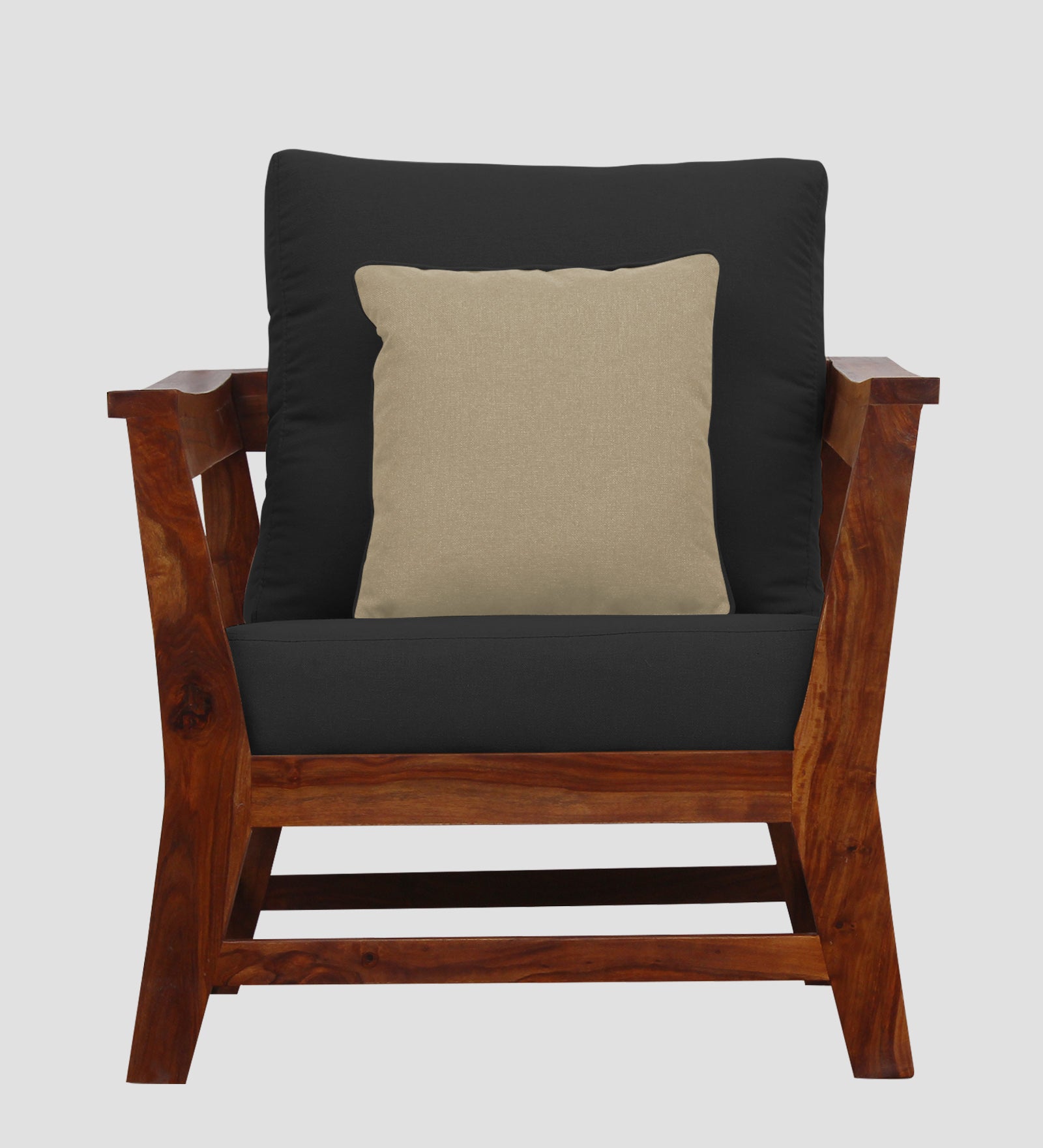 Fuju Fabric 1 Seater Sofa in Crypto Bitter Black Colour - Febonic Living