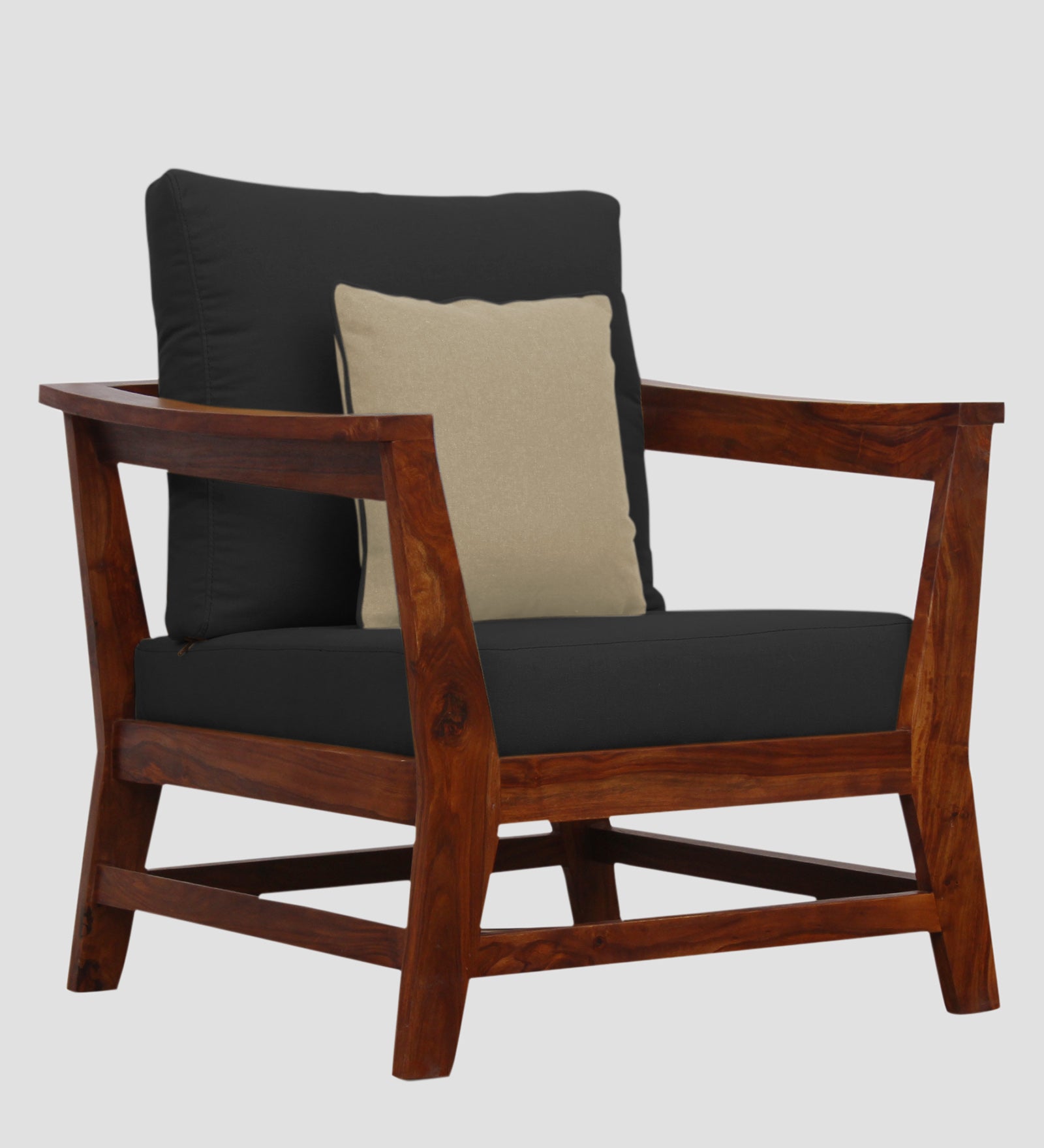 Fuju Fabric 1 Seater Sofa in Crypto Bitter Black Colour - Febonic Living