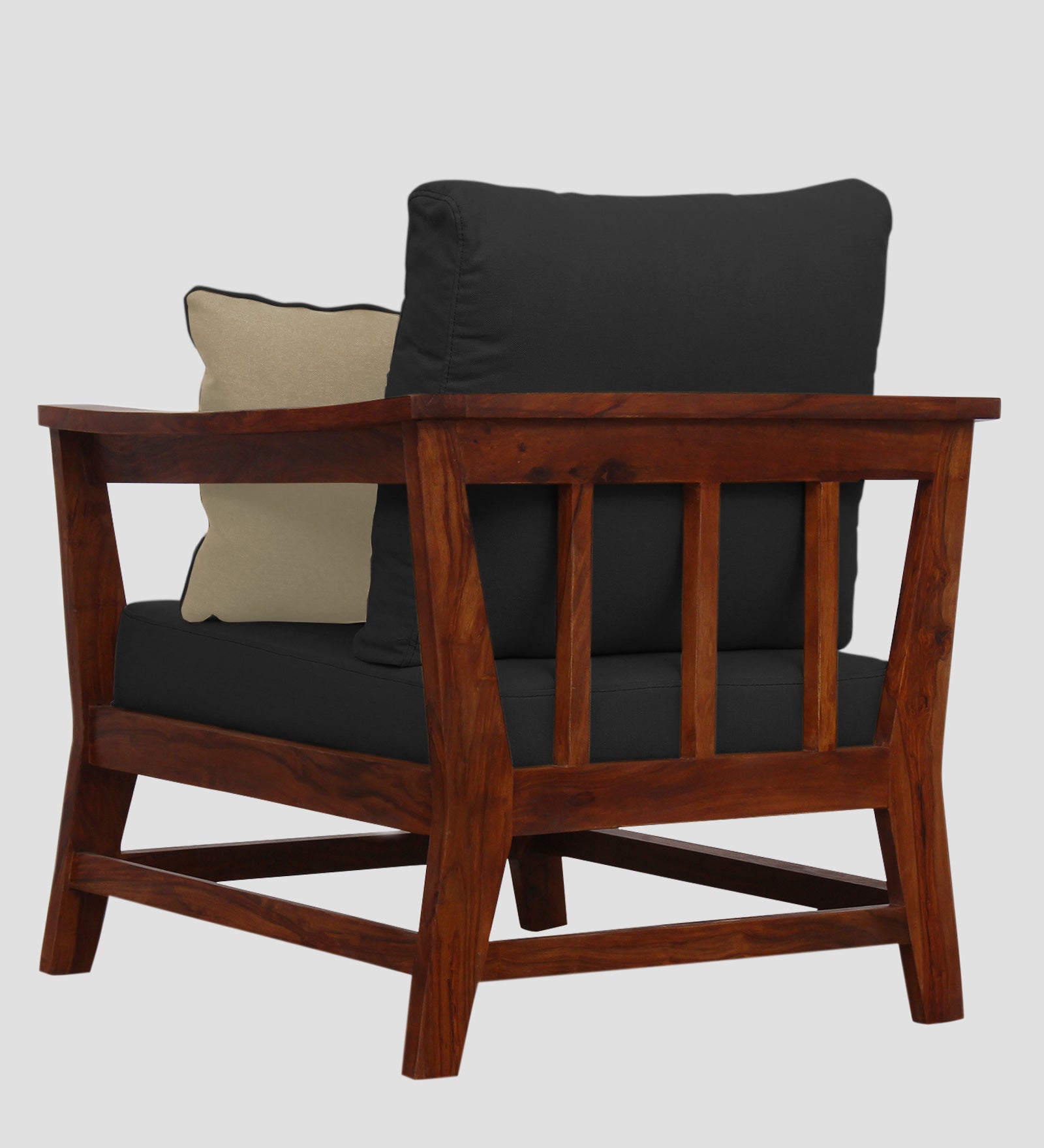 Fuju Fabric 1 Seater Sofa in Crypto Bitter Black Colour - Febonic Living