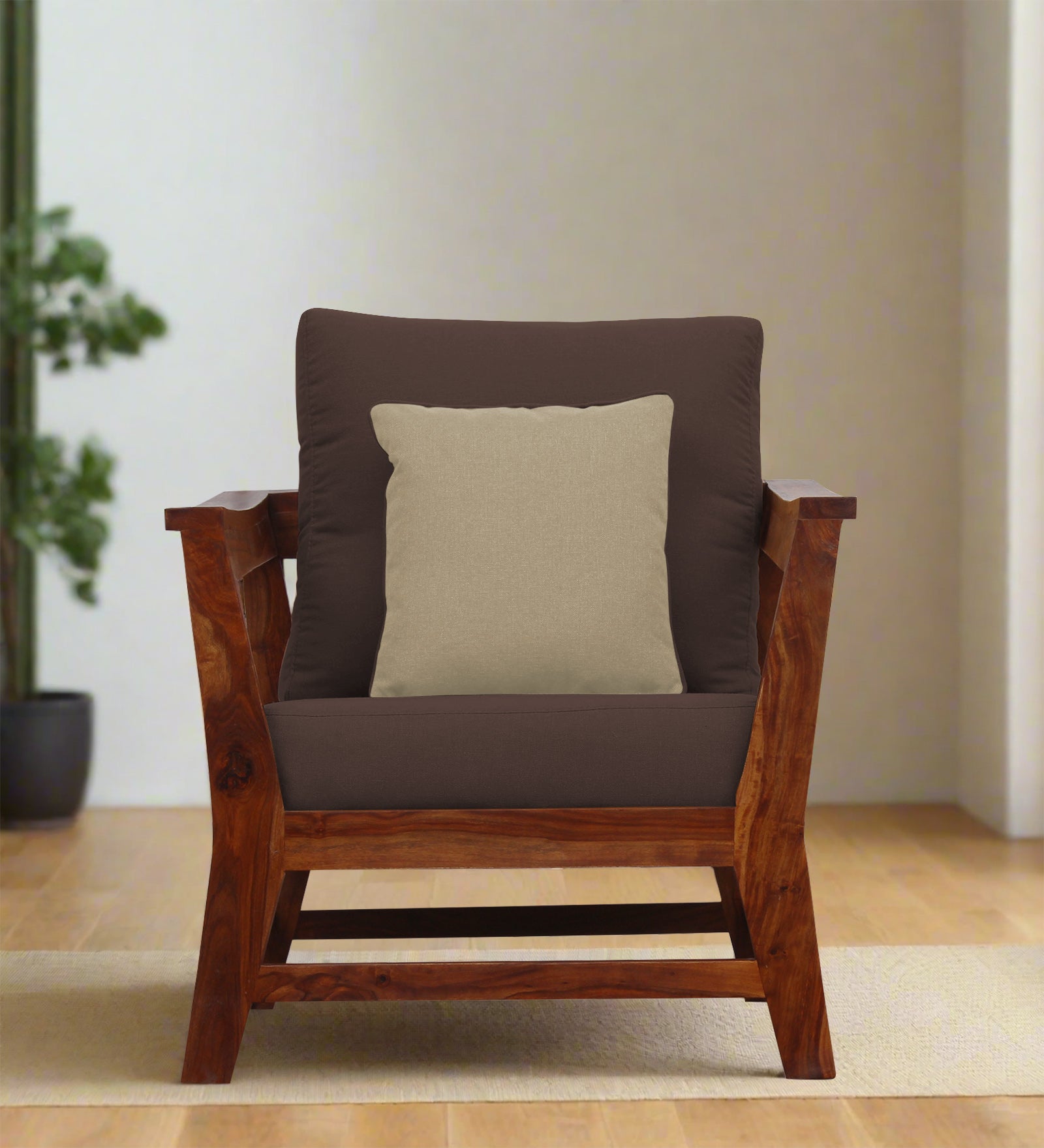 Fuju Fabric 1 Seater Sofa in Crypto Caramel Brown Colour - Febonic Living